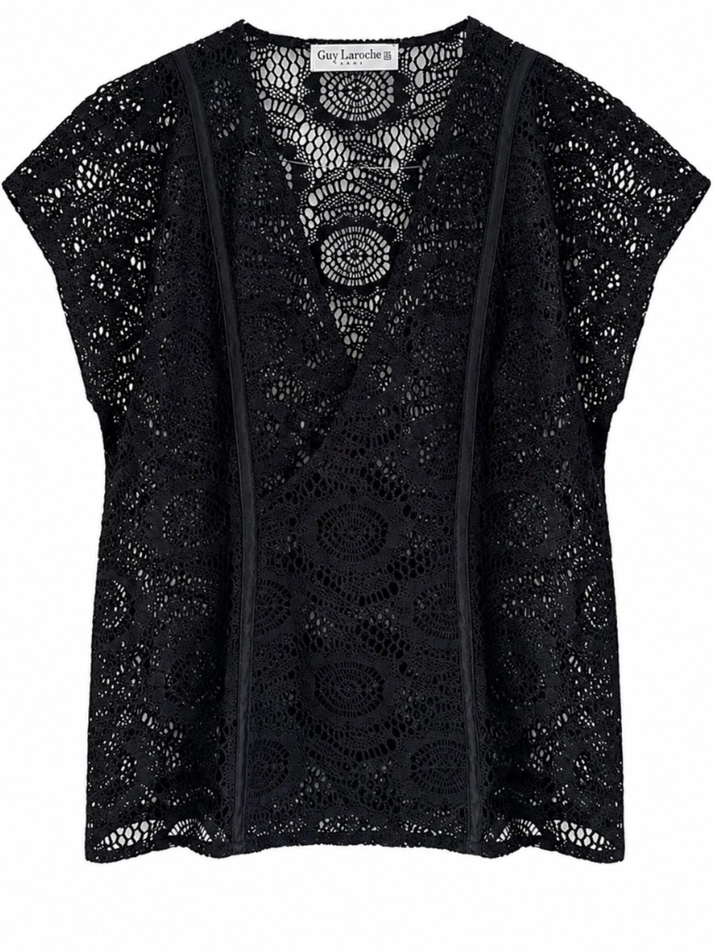Vintage 1980s–90s Guy Laroche Paris Black Lace Top Size 42‎ (small)